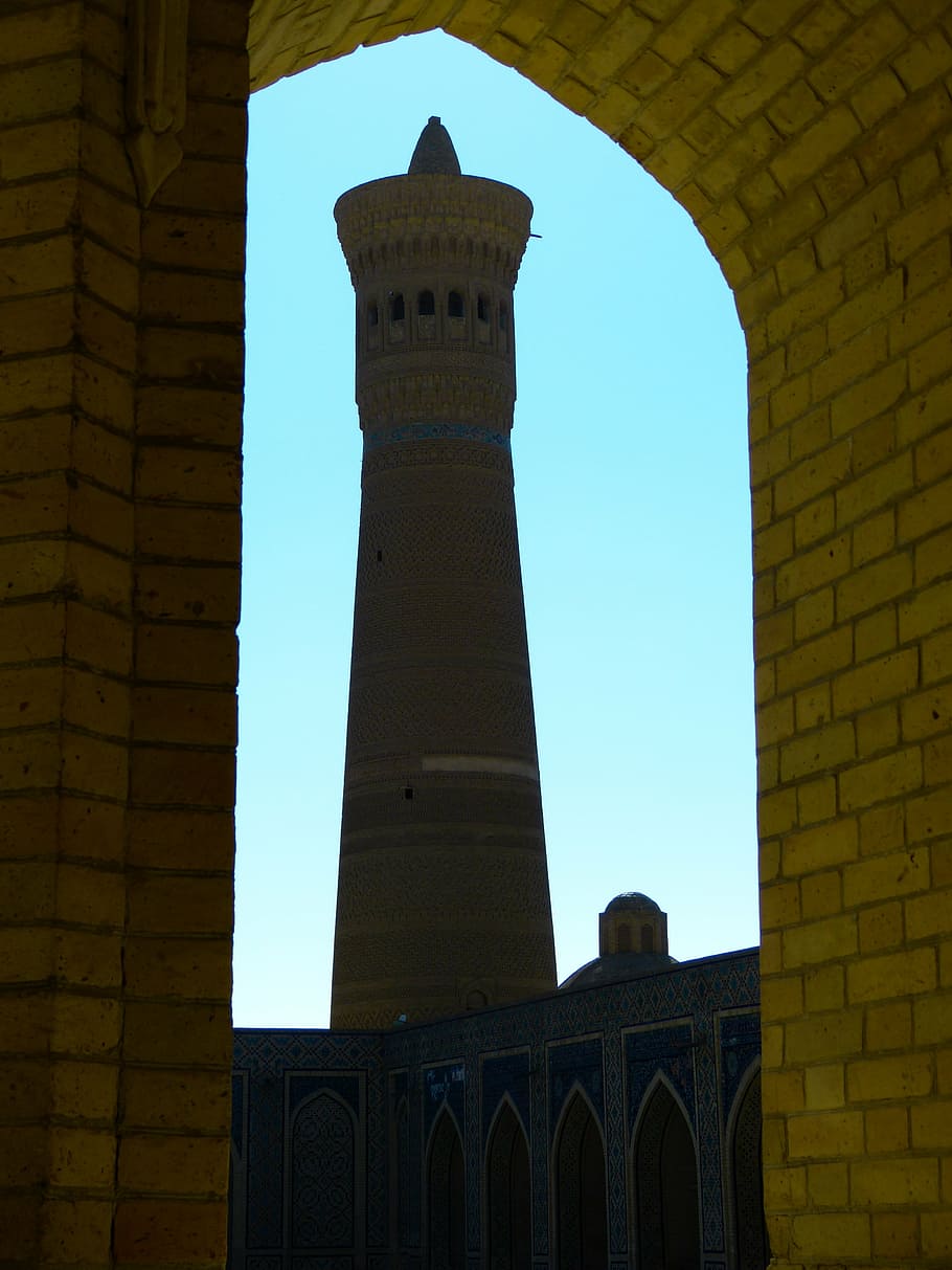 bukhara, mosque, minaret, kalon minaret, kalon mosque islam, dome, building, architecture, house of prayer, mosaic