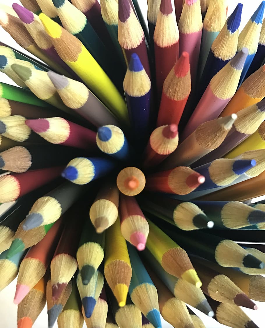 colorido, color, lápiz, lápices, arco iris, creativo, diseño, gastos generales, punto, agudo