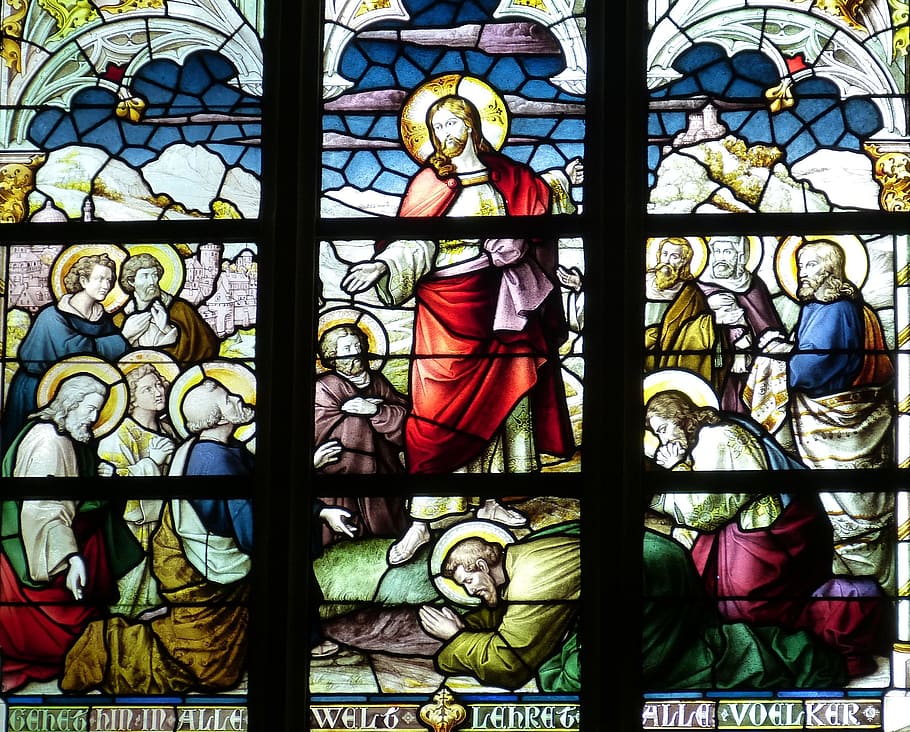 jesús, cristo, vidrio, pintura, iglesia, ventana, ventana de la iglesia, vitral, gótico, color