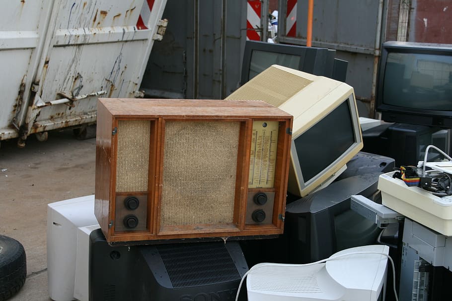 Old, Radio, Scrap, E Waste, Recycling, old radio, e waste, recycling, industry, factory, manufacturing equipment