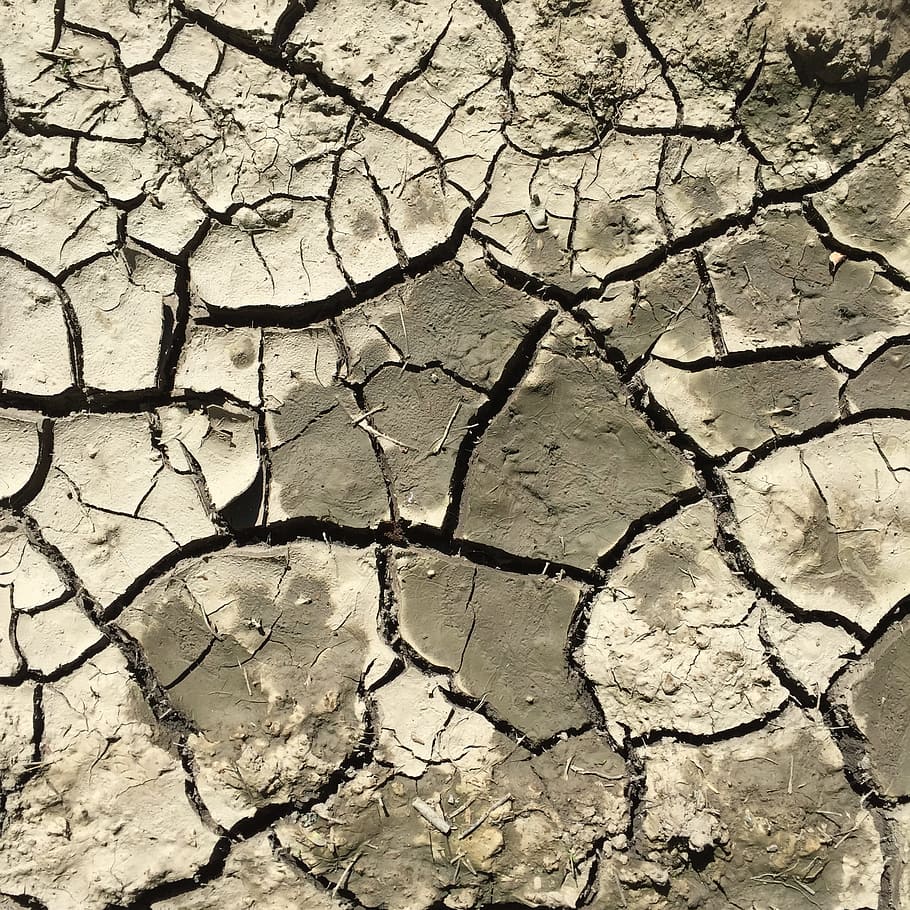 粘土, 亀裂, 乾燥, 地球, ひび割れ, 干ばつ, 土地, 乾燥した気候, 背景, テクスチャ