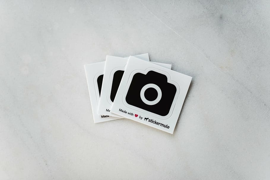 three, black, camera stickers, photography, photographer, sticker, white, number, indoors, day
