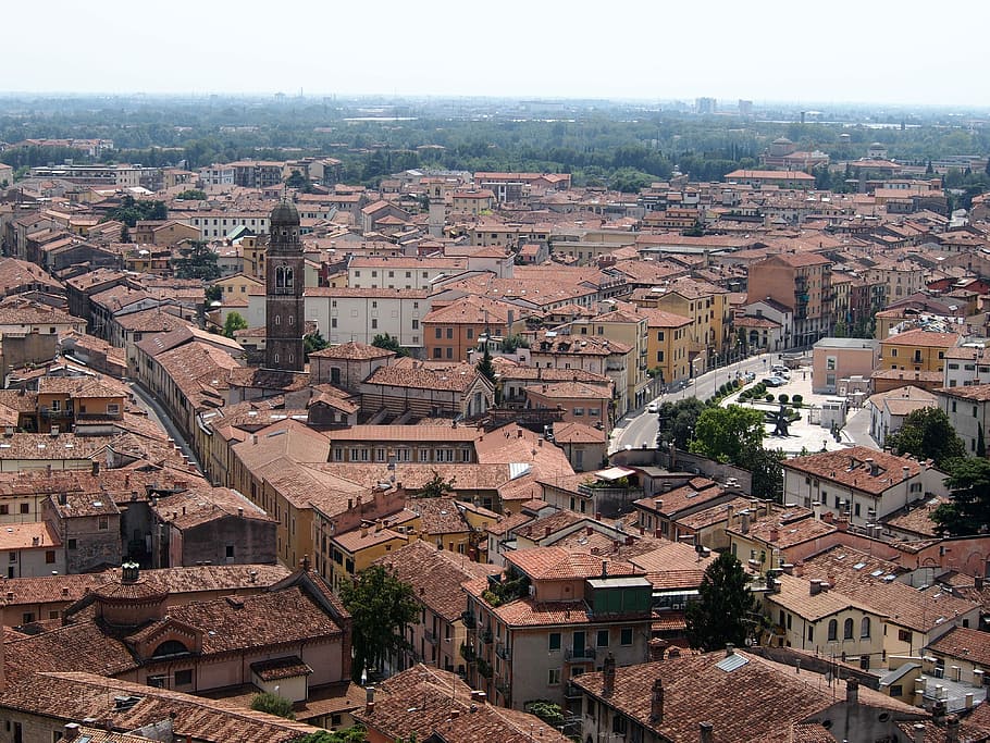 Italy, Verona, Landscape, View, Holidays, italia, monuments, architecture, high angle view, cityscape