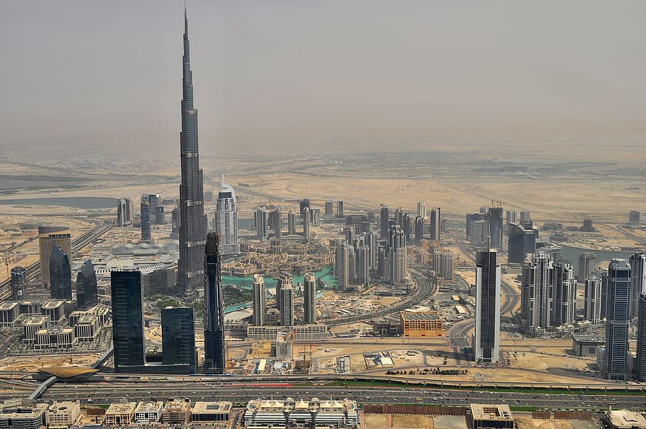 hebat, bersatu, emirat arab, Cityscape, Dubai, Uni Emirat Arab, UEA, bangunan, foto, metropolis