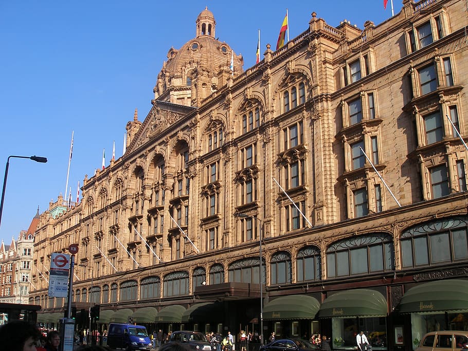 harrods department store, london, architecture, retailer, luxury, famous, exterior, façade, classic, building