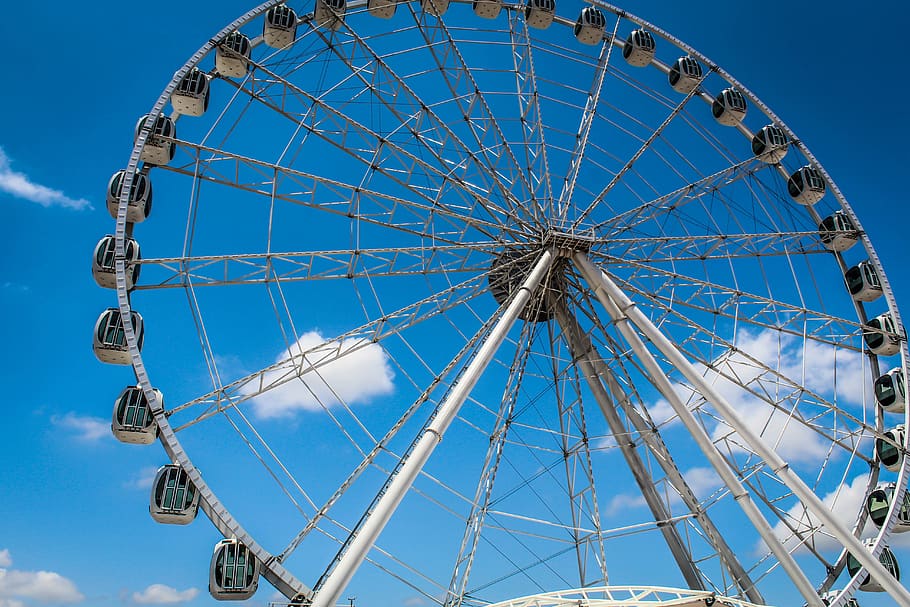 wheel, ferris wheel, carousel, fair fun, roll, la perla, equator, amusement park, amusement park ride, sky