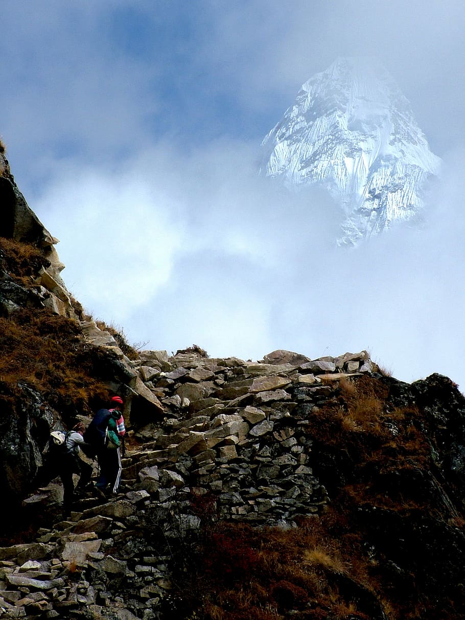 Ama Dablam, Himalayas, Mountain, the himalayas, mountains, nepal, sky, a view of the mountains, climbing, rock
