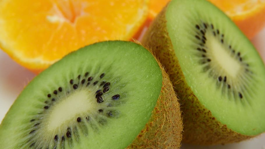 kiwi, fruta, detalhe, feto, laranja, comida e bebida, alimentação saudável, comida, fatia, kiwi - fruta