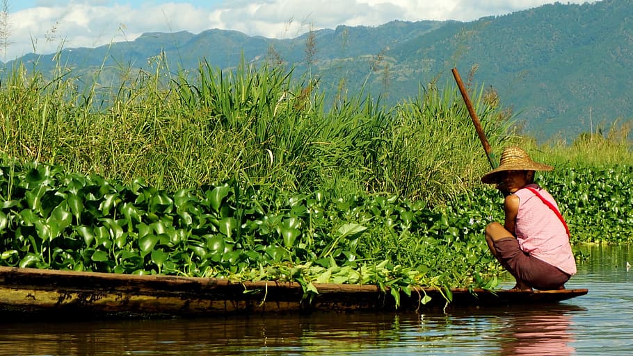 Boat, Burma, Asia, Water, Ethnic, fishing, tribal, farmer, vessel, river
