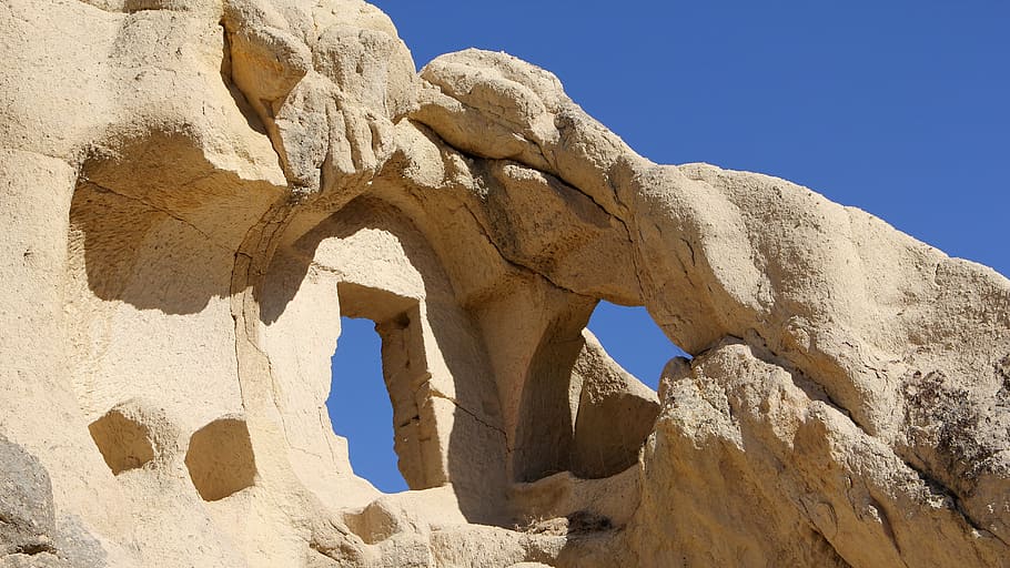 close-up photo, brown, rock formation, Cappadocia, Kapadokya, Goreme, Museum, turkey, travel, tourism