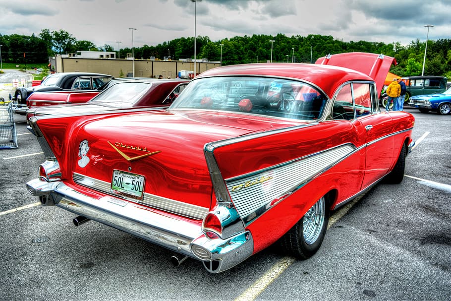 Chevy, Bel Air, Antique Car, chevy, bel air, antique, automobile, car, chrome, classic, collectible