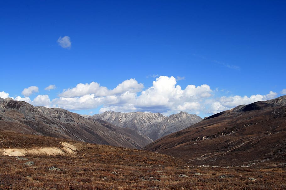 sichuan, wassily kandinsky, plateau, blue sky, western sichuan, white cloud, mountain, nature, himalayas, landscape