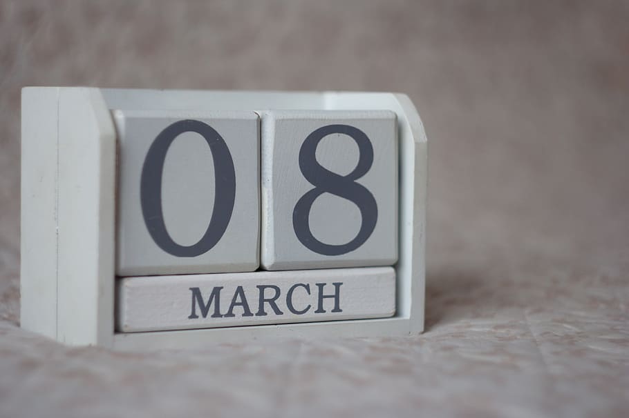 8 de marzo, día de la mujer, calendario, interior, símbolo, mujer, elemento, comunicación, texto, número