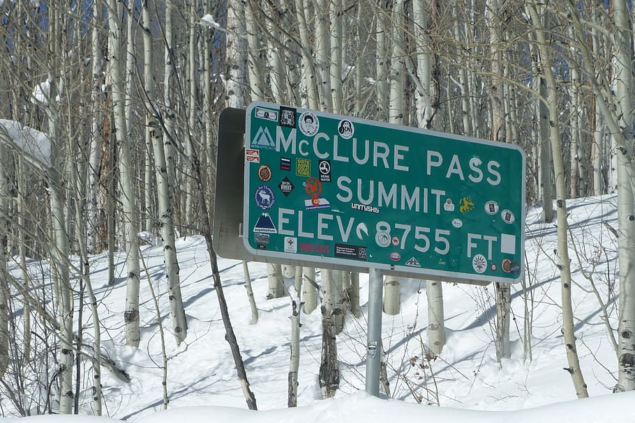 Colorado, Mountains, Pass, Highway, mcclure, summit, winter, snow, aspen, tree