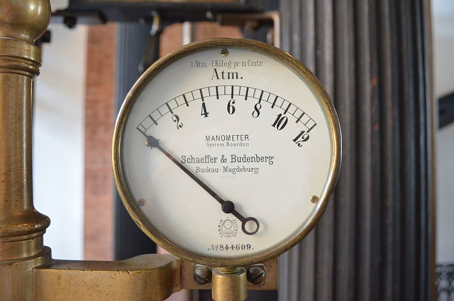 old, antique, technology, pressure gauge, gauge, instrument of measurement, text, close-up, meter - instrument of measurement, accuracy