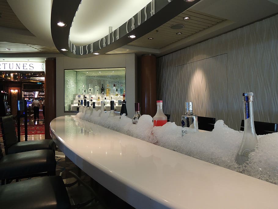 white, bar counter table, boat, cruise, puerto rico, celebrity, top, travel, luxury cruise ship, martini