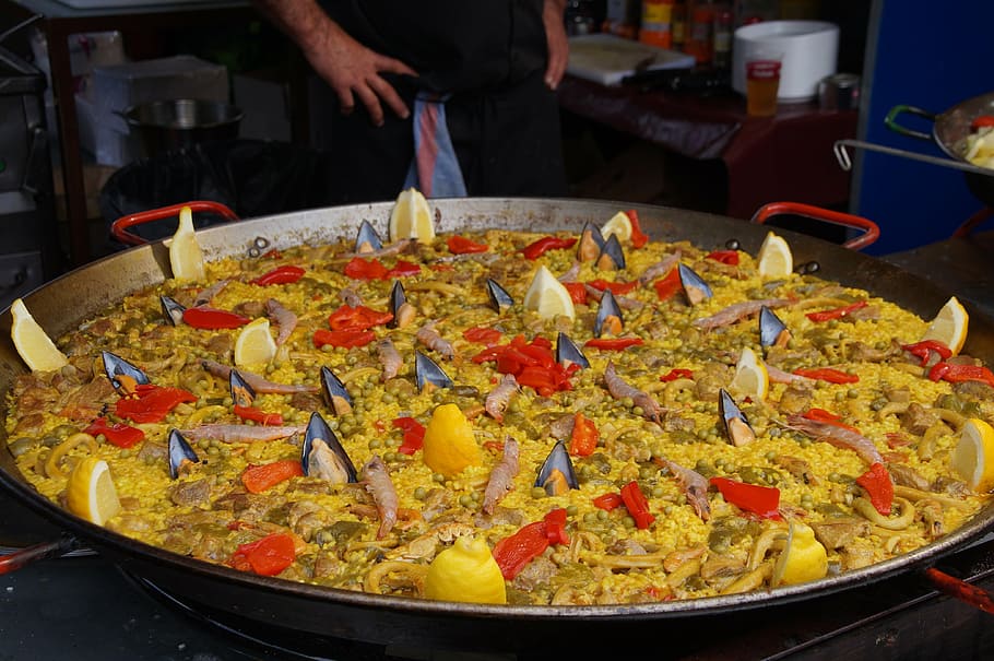 tenerife, paella, huge, festival, spain, canary islands, eat, yellow, saffron, taste