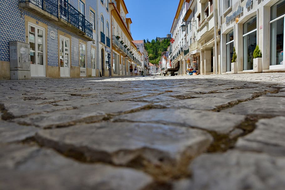 paving stones, downtown, summer, portugal, away, structure, historic center, paved, paving stone texture, cobblestones
