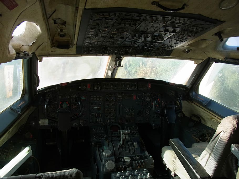 Cockpit, Aircraft, Crash, Jungle, aircraft, crash, propeller plane, aviation, fly, technology, machine