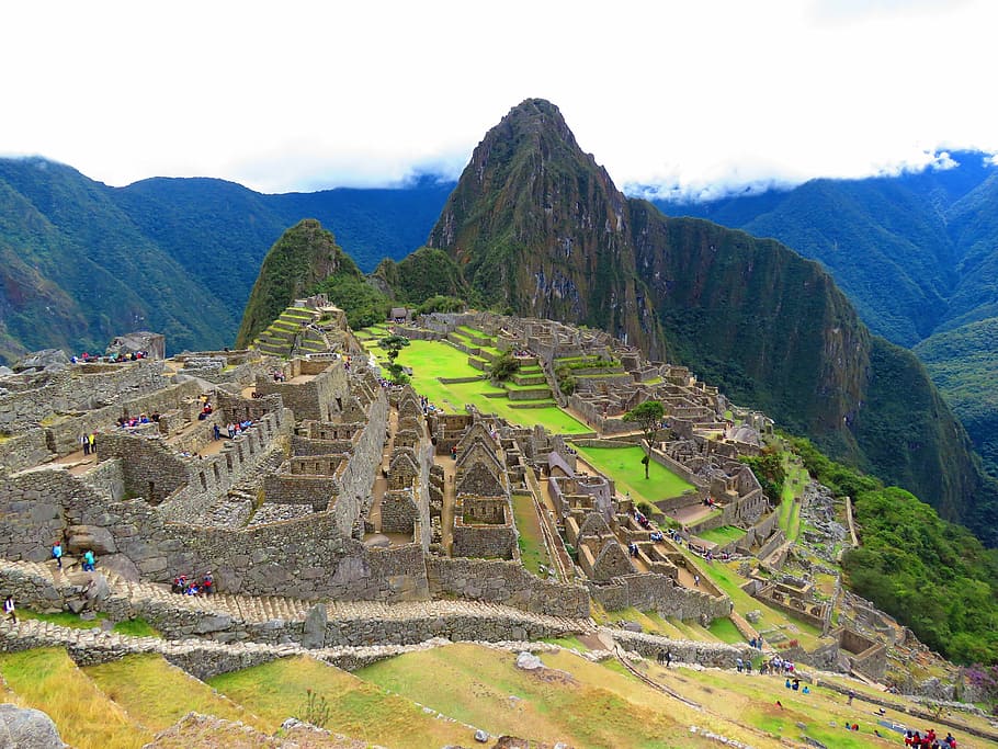montanha, peru, paisagem, cidade, construção, inca, cusco Cidade, machu Picchu, vale de urubamba, andes