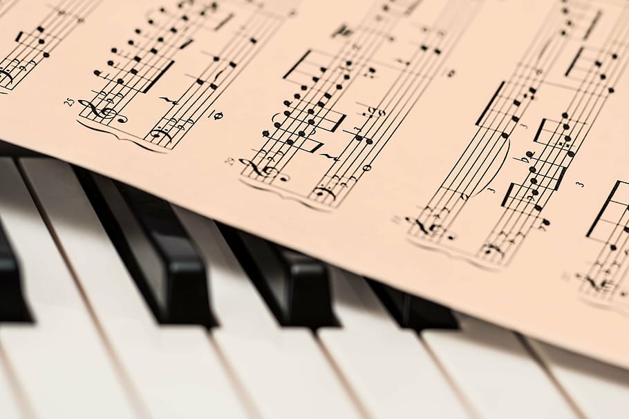 nota musical, teclado de piano, piano, partitura, teclado, teclas de piano, música, musical, instrumento, clásico