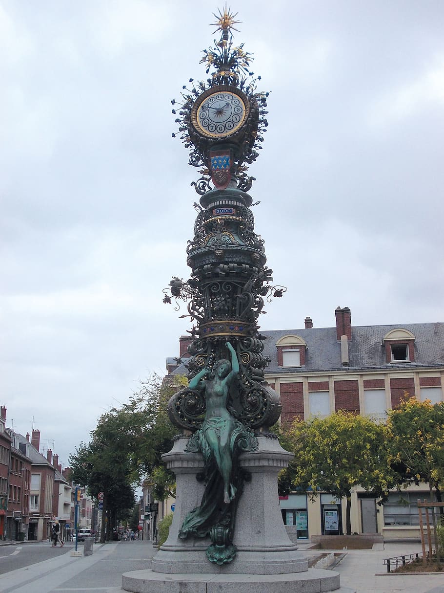 clock dewailly, amiens, mary kit-shirt, clock, monument, city, architecture, famous, history, culture