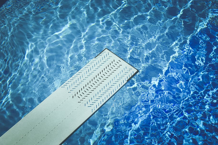 diving board, swimming, pool, blue, water, swimming pool, high angle view, communication, nature, day