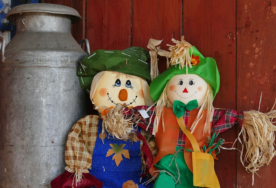 scarecrow, doll, garden, farm, straw, rural, harvest, decoration, scare, agriculture