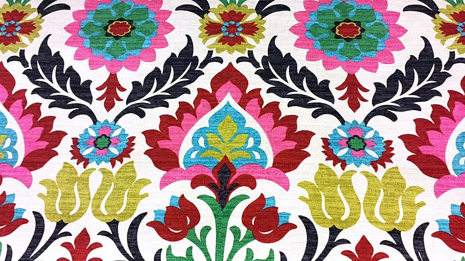 multicolored floral mat, flowers, fabrics, floral, design, pattern, vintage, retro, texture, seamless