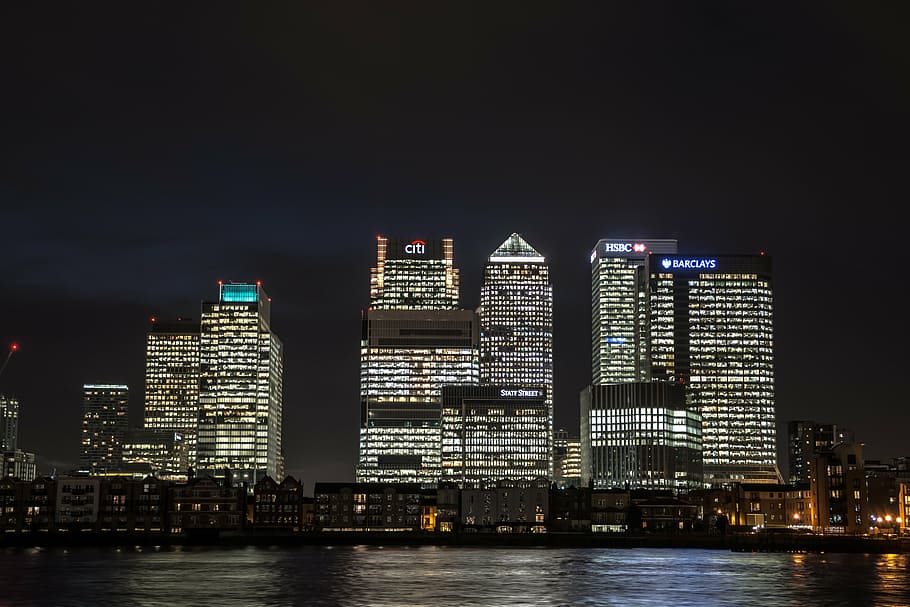 city buildings, body, water, canary wharf, london, canary, wharf, business, architecture, england