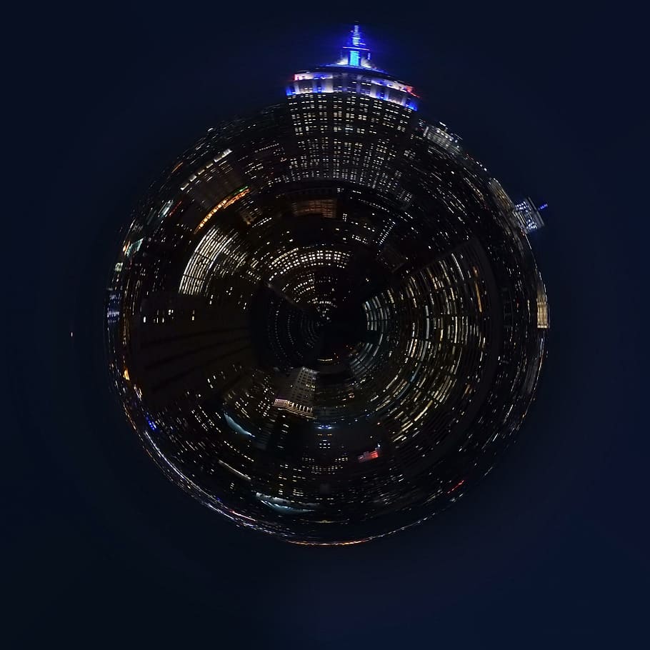 planet floating, planet, island, earth, sky, city, people, galaxy, fantasy, delusion