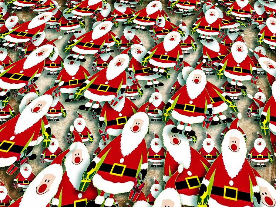 サンタクロース, ニコラス, 背景, クリスマス, クリスマスの時期, クリスマスの飾り, 包装紙, 鯨類, フルフレーム, 赤