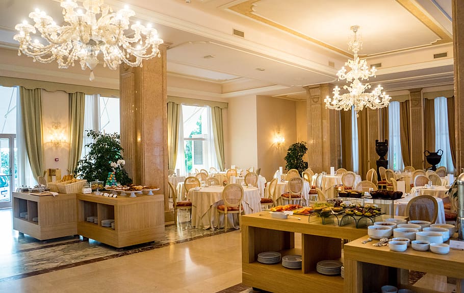 ceramic bowls, hotel, elegant, breakfast, luxury, design, decor, luxury hotel, decorative, chandelier