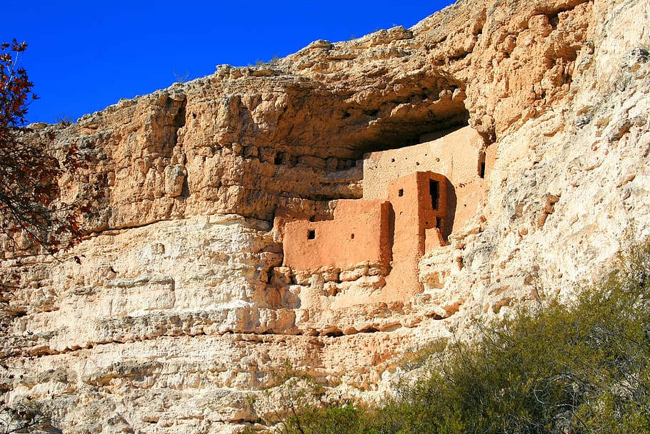 castelo, montezuma, indiano, monumento, deserto, nativo, sudoeste, habitação, histórico, preservado