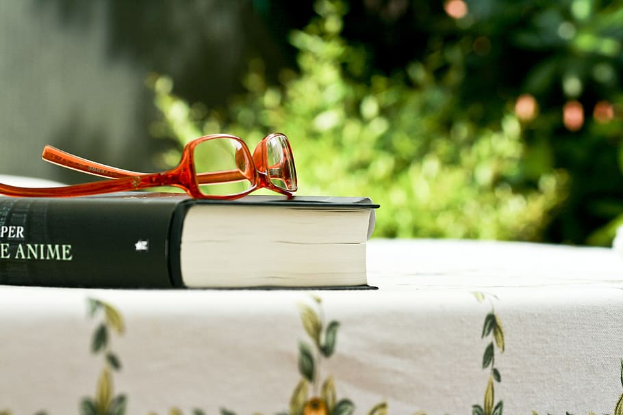 red, eyeglasses, anime book, book, glasses, reading, culture, italy, spring, reflection