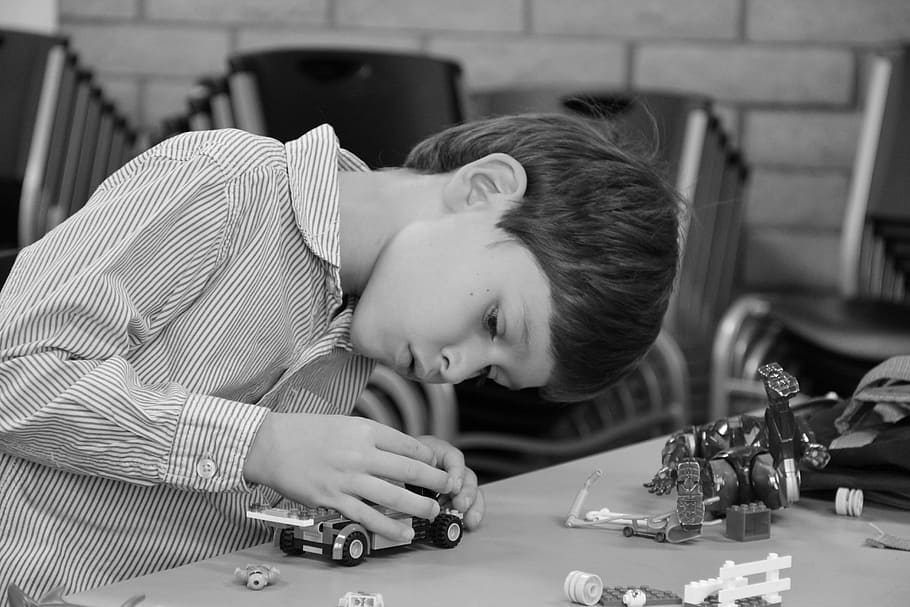 grayscale, boy, wearing, pinstriped, button-up, long-sleeved, dress, shirt, vehicle, plastic