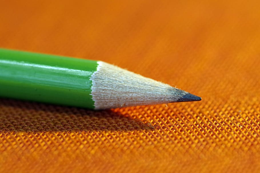 pensil hijau, pensil, untuk menulis, dipertajam, hijau, alat tulis, kantor, sekolah, pendidikan, sains