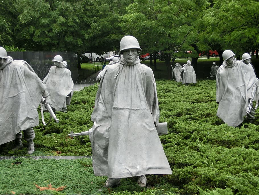 soldier statues, green, grass field, war memorial, military cemetery, memorial, usa, washington, united states, america