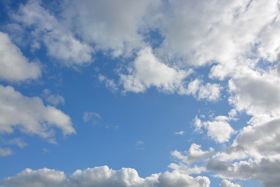 雲, 白い雲, 曇り空, 青い空, 地平線, 風景, 積雲, 自然, 曇り, 雰囲気