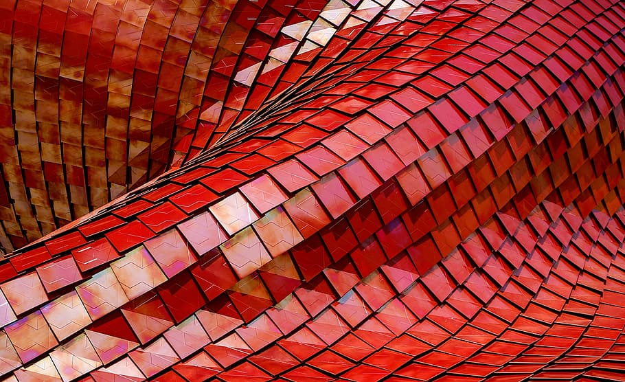 rojo, arquitectónico, digital, papel tapiz, acero, en la azotea, arquitectura, infraestructura, diseño, patrón