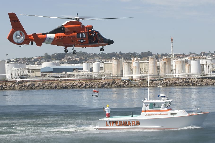 Guarda costeira, Treinamento, Missão, Exercício, treinamento da guarda costeira, oceano, resgate, helicóptero, barco, salva-vidas