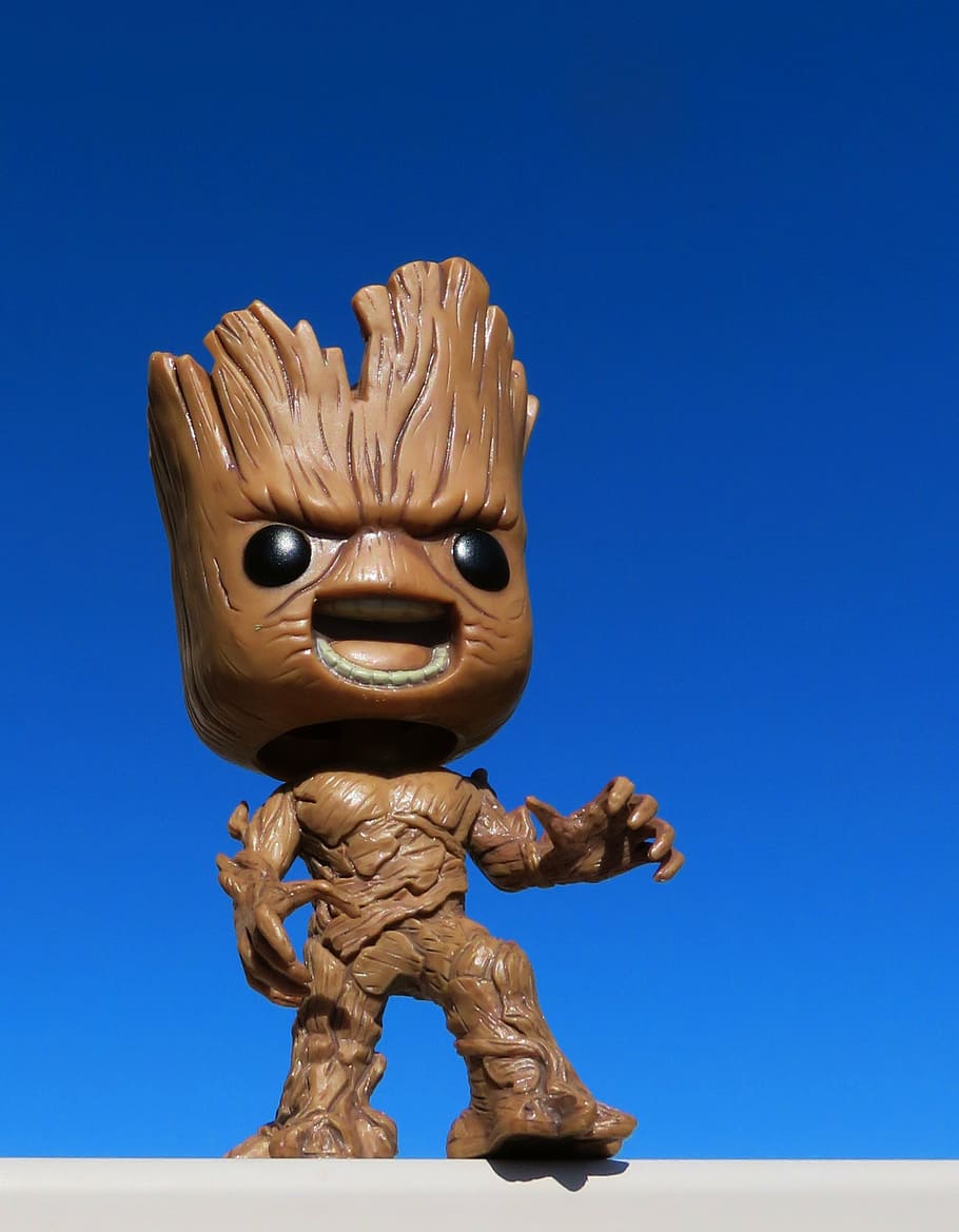 angry groot, guardians of the galaxy, action figure, toy, superhero, comics, cartoon, statue, sculpture, blue