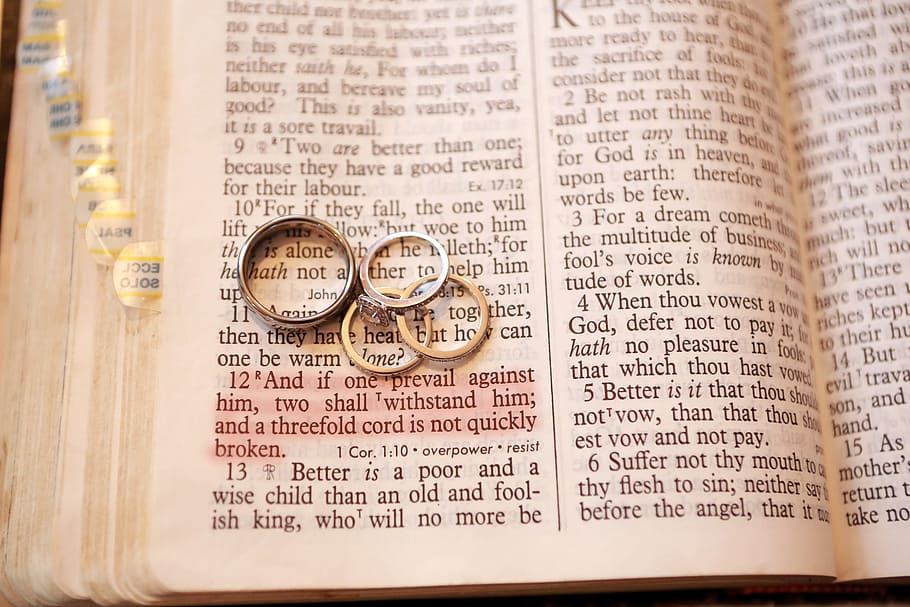 Wedding Rings, Bible, Verse, Engagement, bible, verse, christianity, heart, commitment, old-fashioned, paper - Pxfuel