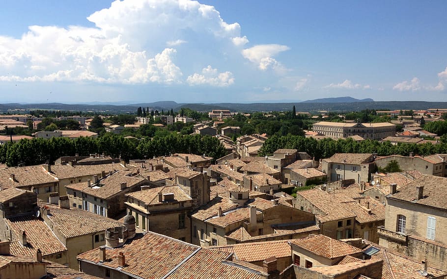 uzès, village, roof, roofing, southern france, europe, architecture, tuscany, italy, cityscape