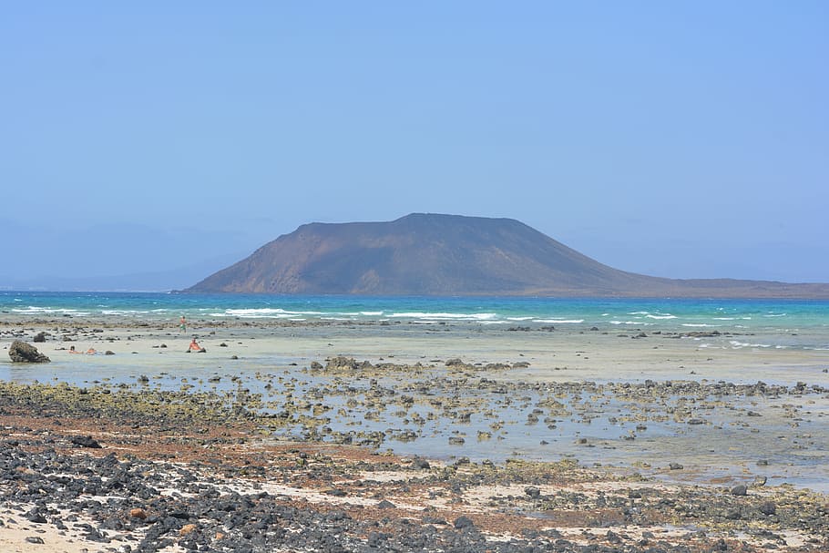 isle de lobos, island, fuerteventura, sea, beach, nature, blue sky, landscape, water, land