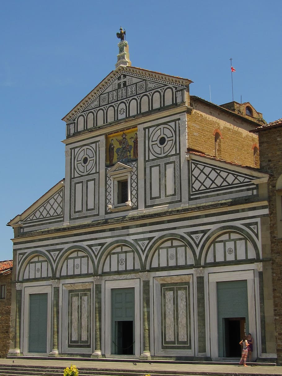 florence, rhaeto romanic, church san miniato al monte, marble facade, built structure, architecture, building exterior, building, sky, day