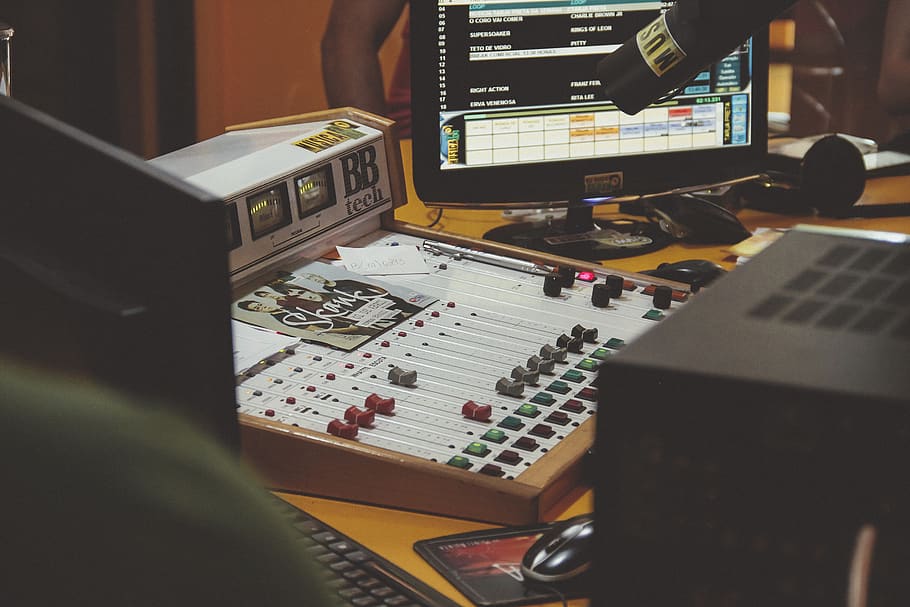 mixer, equalizer, audio, musik, peralatan, teknologi, studio, mikrofon, rekaman, kontrol