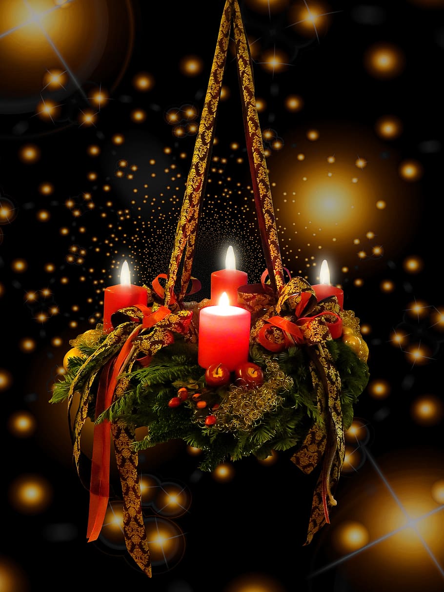 foto, rojo, verde, lámpara colgante de navidad, adviento, tiempo de navidad, corona de adviento, 4advent, saludo de adviento, tarjeta de felicitación