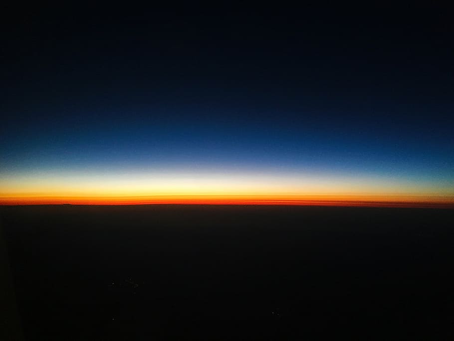 black, orange, wallpaper, sunset, airplane, cloud, setting sun, evening, sky, space