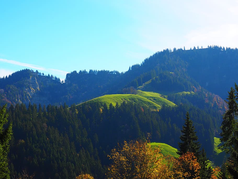 montaña, cuenco, caminata, destino, Suiza, cumbre de la montaña, Napfbergland, colina, colinas, semental